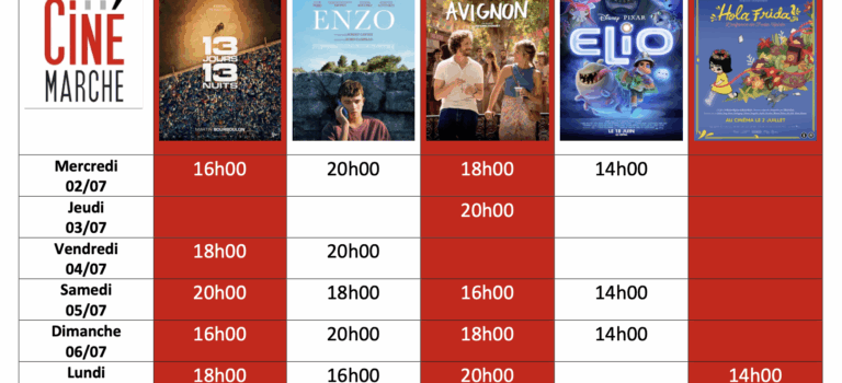 Programme de la semaine du 2/07