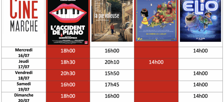 Programme de la semaine du 16 au 22/07