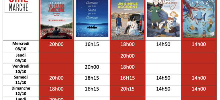 Programme de la semaine du 8/10