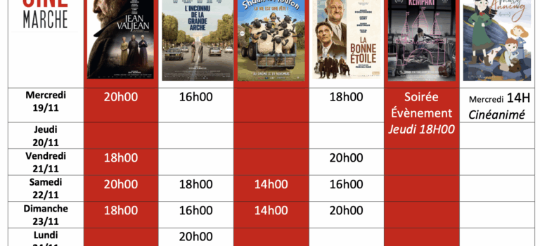 Programme du 19/11 au 25/11