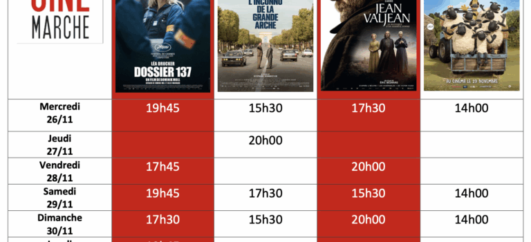 Programme du 26/11 au 2/12