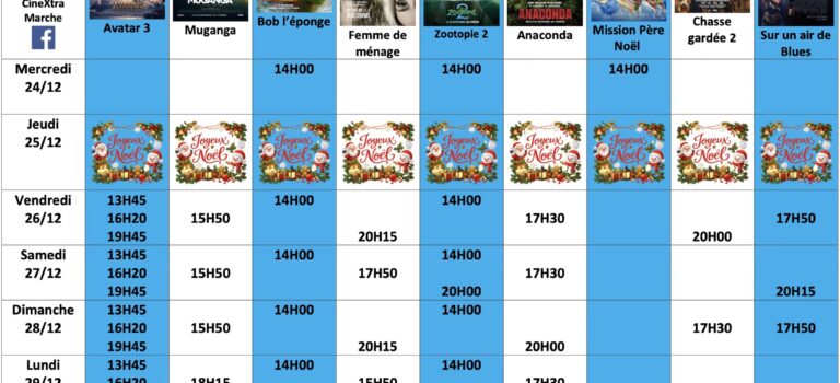 Tous les films du 24/12 au 30/12 inclus