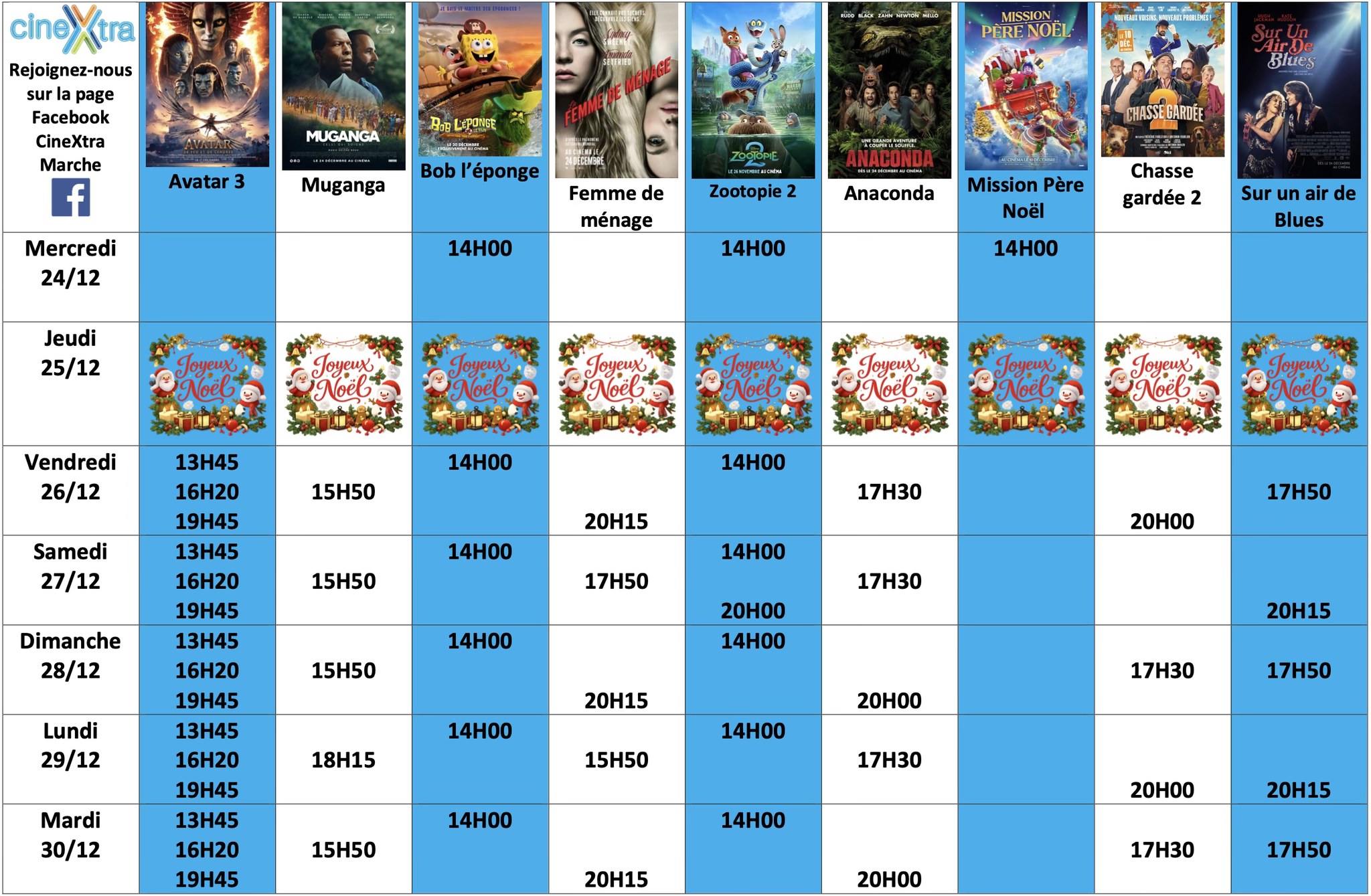 Tous les films du 24/12 au 30/12 inclus