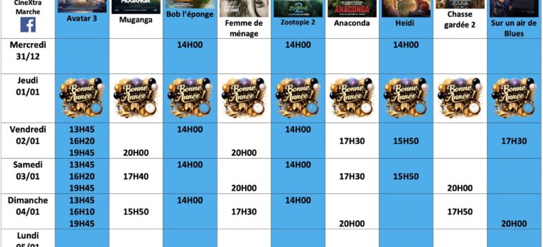 Programme du 31/12 au 6/01