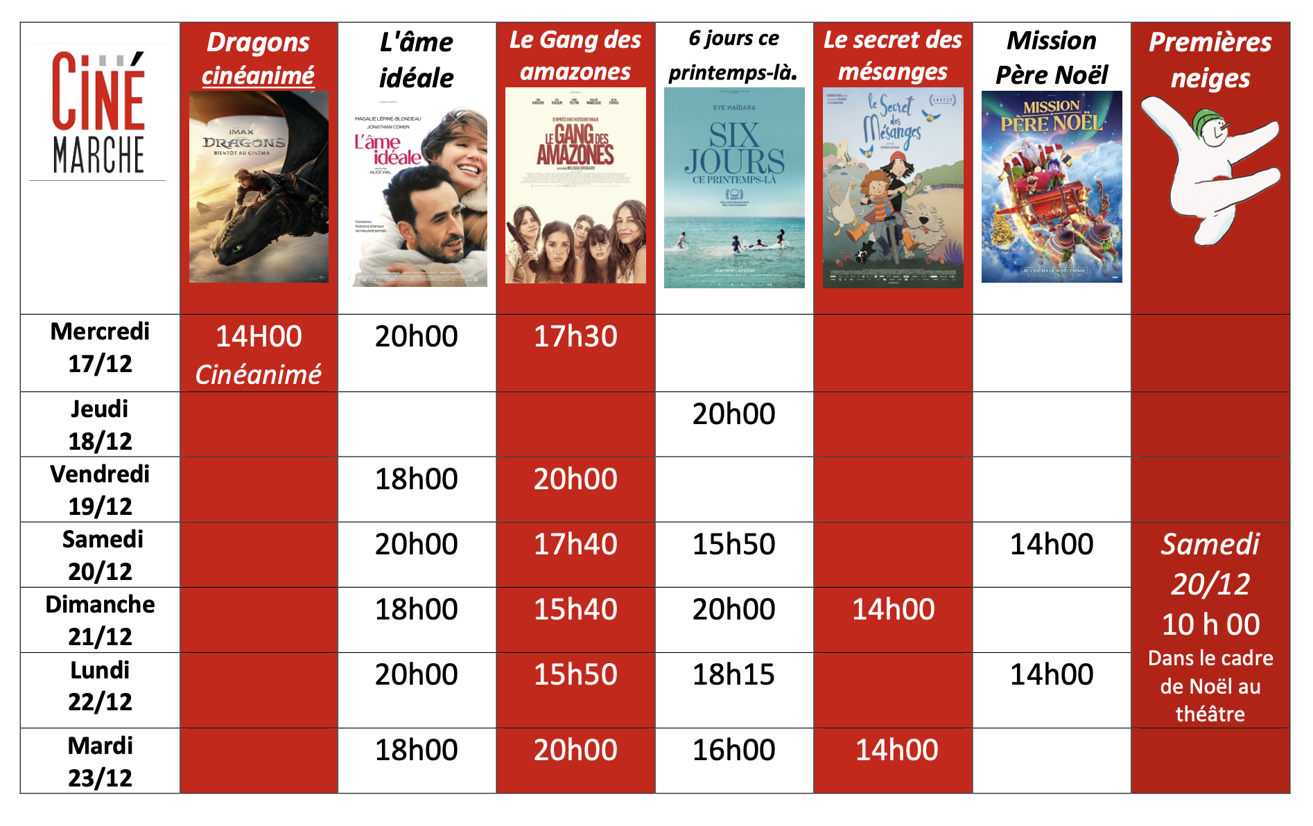 Programme du 17/12 au 23/12