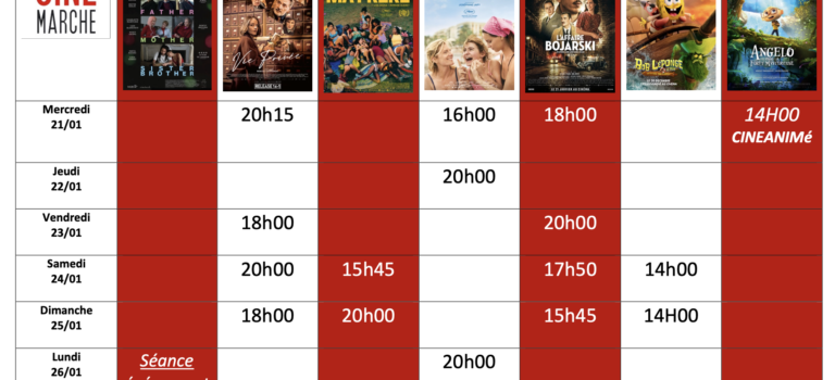 Programme du 21/01 au 27/01