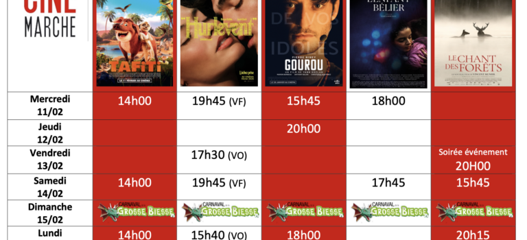 Programme du 11 au 17/02