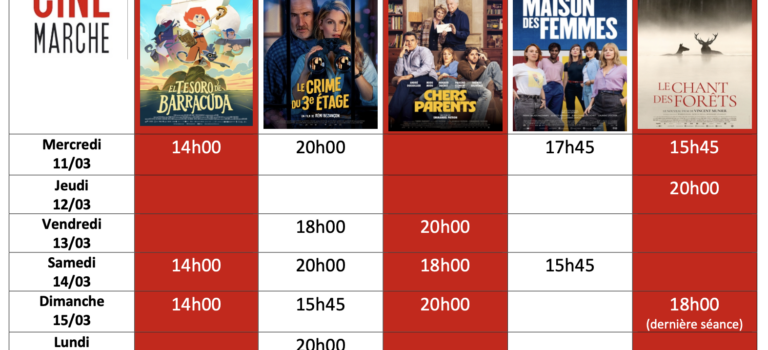 Programme du 11 au 17/03