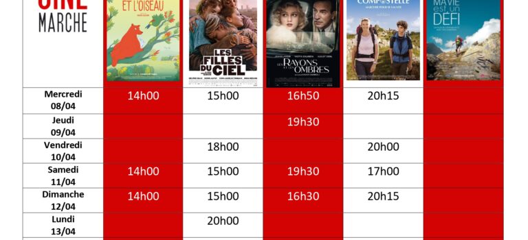 Programme du 8 au 14/04