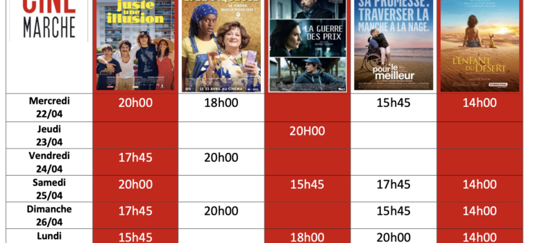 Programme du 22 au 28/04