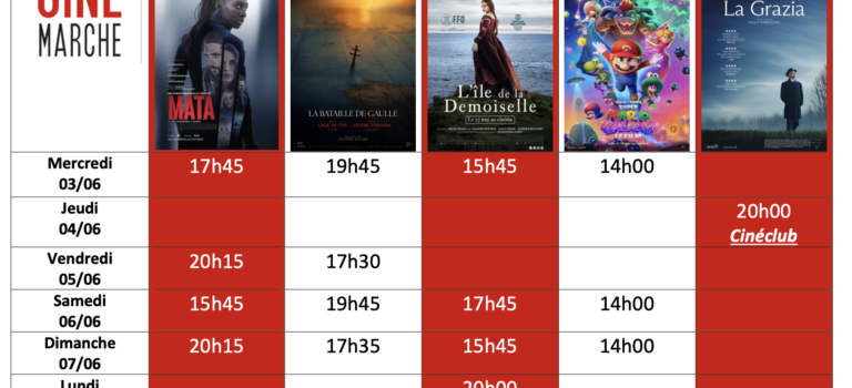 Programme du 3/06 au 9/06